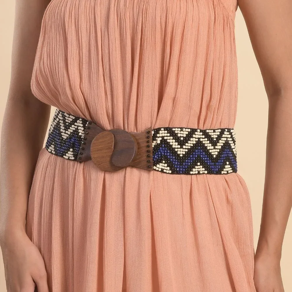Blue and Black Beaded Belt